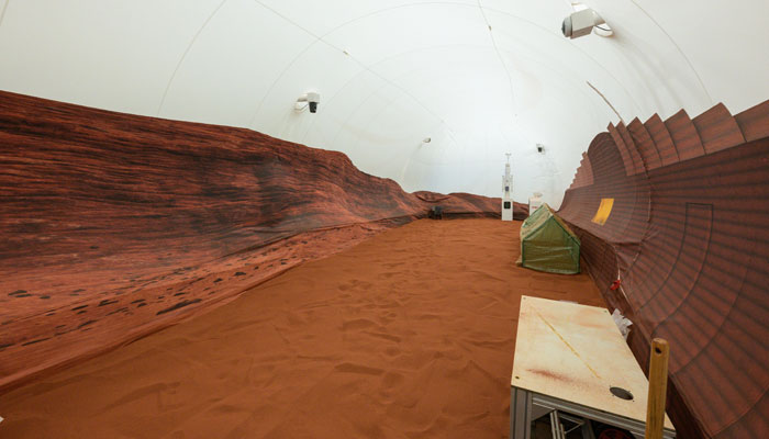 This representational picture shows the view of Nasas simulated Mars habitat from the inside. — Twitter/@NASA_SLS