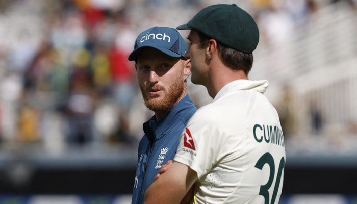 England’s captain Ben Stokes (left) and Australia’s Pat Cummins chat on the field after Australia win on day five of the second Ashes cricket Test match between England and Australia at Lord’s cricket ground in London on July 2, 2023. — AFP