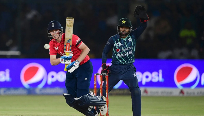 Harry Brook hits a shot during a match against Pakistan in Karachi on September 20, 2022. — AFP