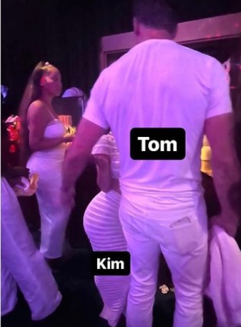 PICTURE: Kim Kardashian enjoys chat with Tom Brady at Michael Rubin’s party