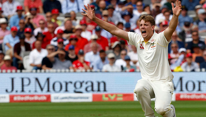 Australia´s Cameron Green appeals unsuccessfully on day two of the second Ashes cricket Test match between England and Australia at Lord´s cricket ground in London on June 29, 2023.—AFP/file