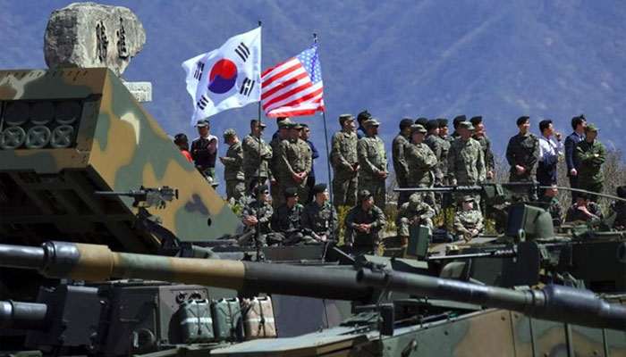 This representational picture shows about 28,500 US troops stationed in South Korea. — AFP/File