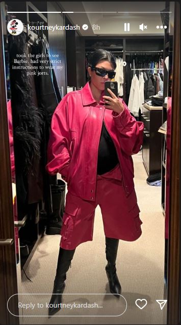 Kourtney Kardashian joins the Barbie movie craze with stylish pink ensemble