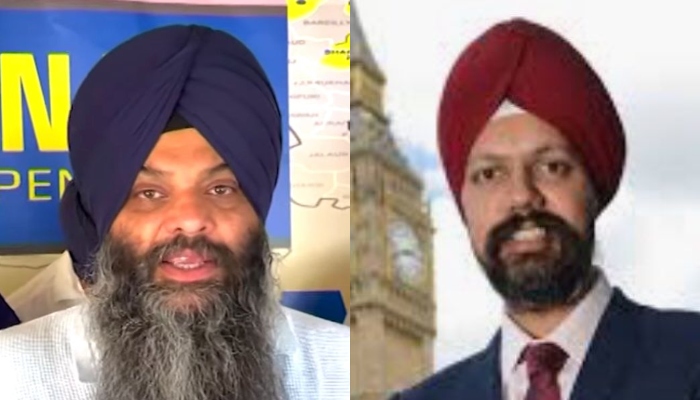 Khalistani leader Paramjit Singh Pamma (left) and Tanmanjeet Singh Dhesi. — photo by author