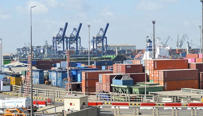 A general view of sea port in Karachi, Pakistan on January 11, 2023. — AFP