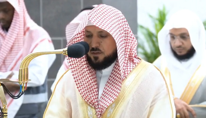 Makkah Grand Mosque Imam Maher al-Muaiqly leads a prayer. — Twitter/@HaramainInfo