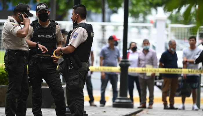 Ecuadorian National Police work at the scene of the murder of Ecuadorian Prosecutor Edgar Escobar in Guayaquil, Ecuador, on September 19, 2022. — AFP