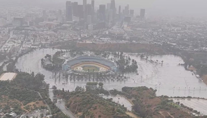 Viral photo of Dodger Stadium that becomes an island after Hurricane Hilary. Twitter