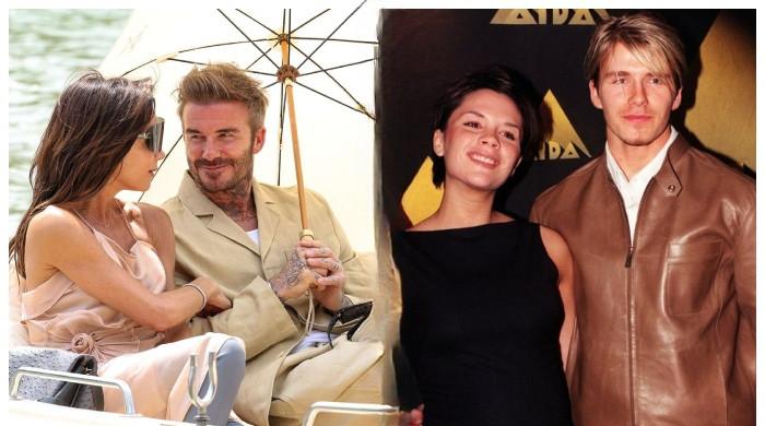 David Beckham takes approval from wife Victoria as he puts his muscular ...
