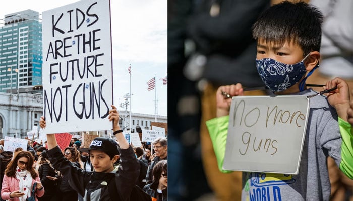 A combination photo of children protesting against gun violence in the US. — Unsplash/File