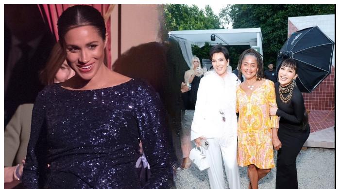 Royal And Reality Royalty Unite Meghan Markles Mom Poses With Kris Jenner Kim Kardashian 