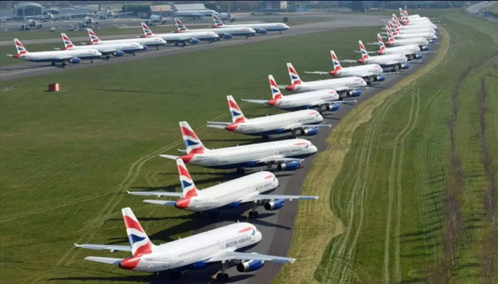 British Airways planes at Bournemouth Airport. — AFP