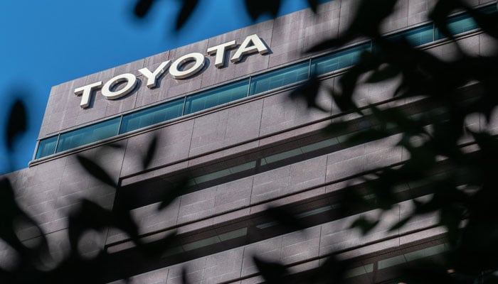 (FILES) This picture was taken on October 31, 2022, shows the logo of Toyota Motor being displayed atop the company´s head office in Tokyo.—AFP