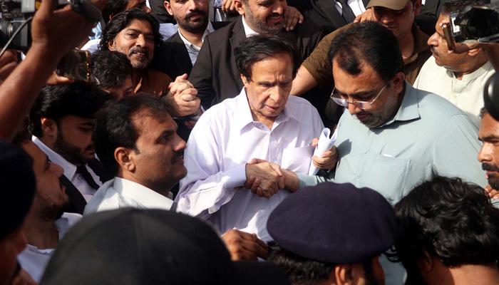 PTI President Chaudhary Parvez Elahi leaves after attending a court case hearing, at High Court in Lahore on Friday, September 1, 2023.— PPI