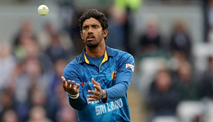 Sachithra Senanayake in action during the 5th ODI: Royal London One Day International at Edgbaston on June 3, 2014 in Birmingham, England.—AFP