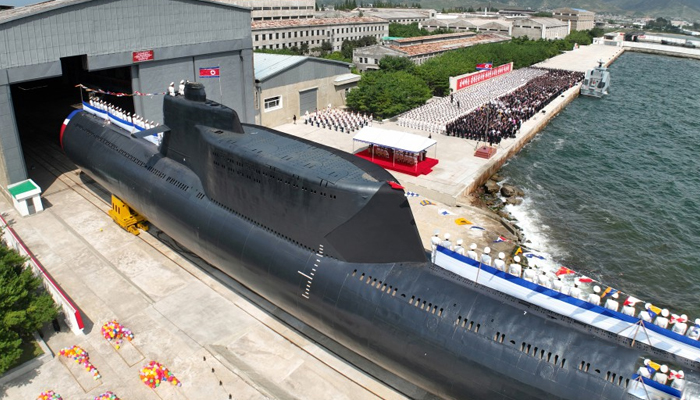 A newly launched North Korean tactical nuclear submarine can be seen in this picture released on September 7, 2023. — KCNA