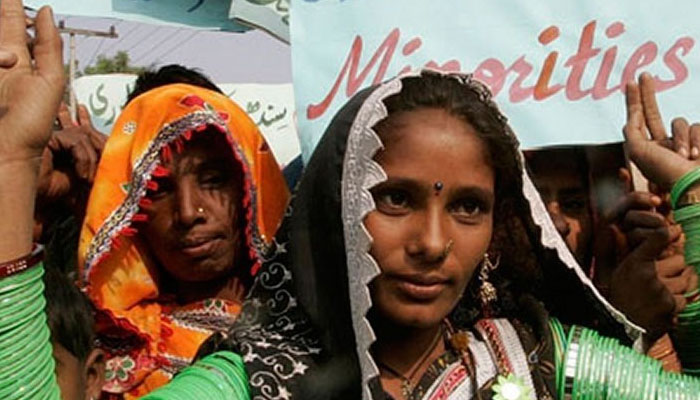 Women of minority communities stage a protest in Sindh. — AFP/File