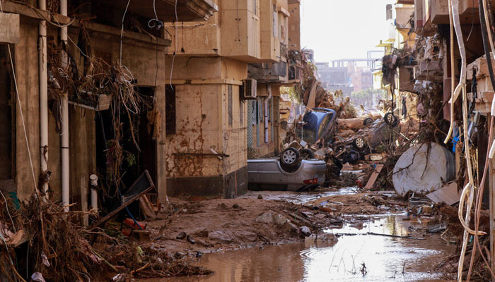 Concrete ruins in the eastern city of Derna after Libya floods caused Storm Daniel. — AFP