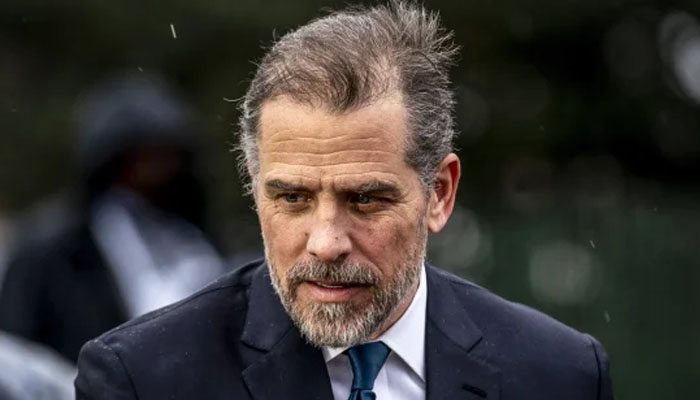 Hunter Biden, the son of President Joe Biden, speaks to guests at the White House Easter Egg Roll on the South Lawn of the White House on April 18. — AFP