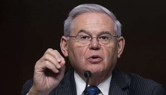 US Senator Bob Menendez speaking during a senate meeting. — AFP