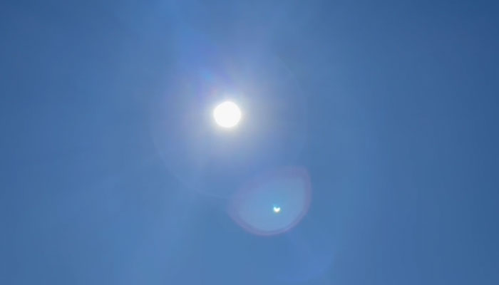 A view of the solar eclipse is seen in the United States on October 14, 2023, in this still taken from a video. — Photo by author