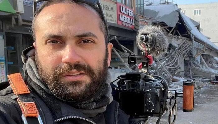 Reuters journalist Issam Abdallah while covering the earthquake in Turkey in February. — Committee to Protect Journalists (CPJ)/File