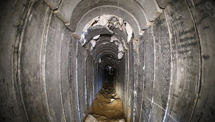 A picture taken in January 2018 of a destroyed Palestinian Islamic Jihad tunnel, leading from Gaza into Israel, near the southern Israeli kibbutz of Kissufim. — AFP
