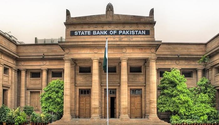 The facade of the State Bank of Pakistans building in Karachi. — AFP/File