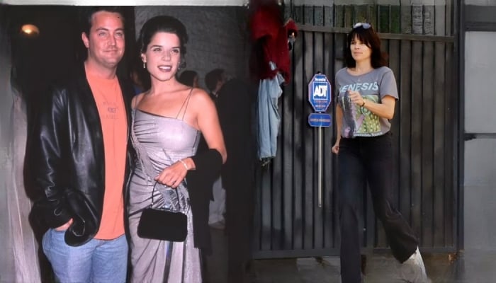 Matthew Perrys ex Neve Campbell makes first appearance after Friends star death