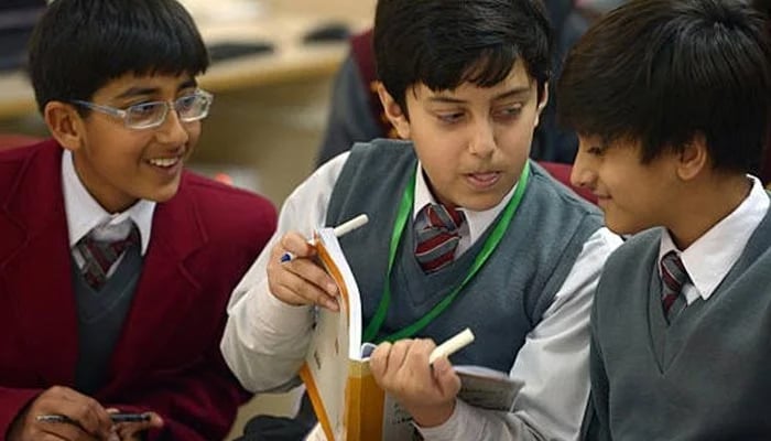 School children learn Chinese at a private school in Pakistan. — AFP