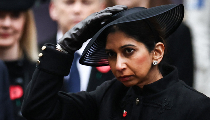 Britains now-ousted Home Secretary Suella Braverman attends the Remembrance Sunday ceremony in central London, UK, November 12, 2023. — AFP