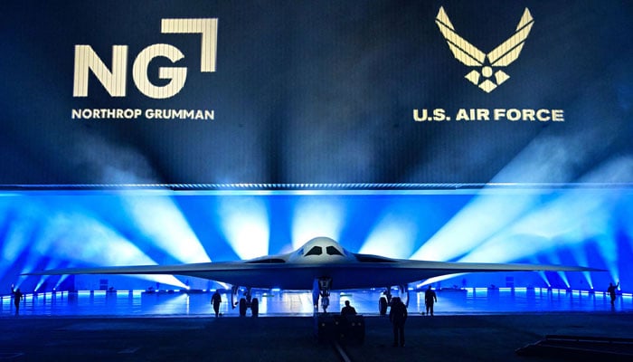 The B-21 Raider stealth bomber, a sixth-generation bomber for the US Air Force, is unveiled at Edwards Air Force Base, California on Dec. 2, 2022. — AFP