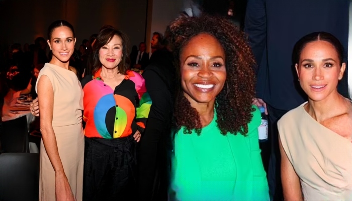 Meghan posed with Hollywood power players Janet Yang and Pearlena Igbokwe