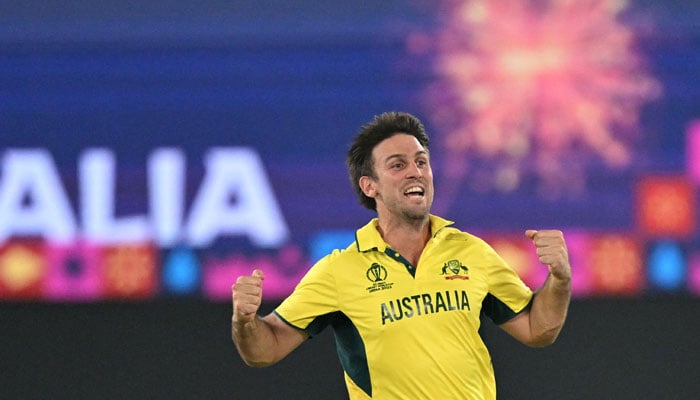 Australias Mitchell Marsh celebrates after winning the World Cup 2023 final match between India and Australia at the Narendra Modi Stadium in Ahmedabad on November 19, 2023. — AFP