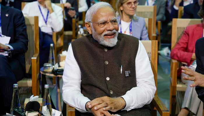 India Prime Minister Narendra Modi attends the Transforming Climate Finance session at the United Nations climate summit in Dubai on December 1, 2023. — AFP