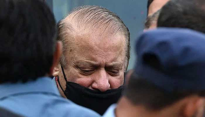 PML-N supremo Nawaz Sharif arrives to appear before the High Court in Islamabad on October 26, 2023. — AFP