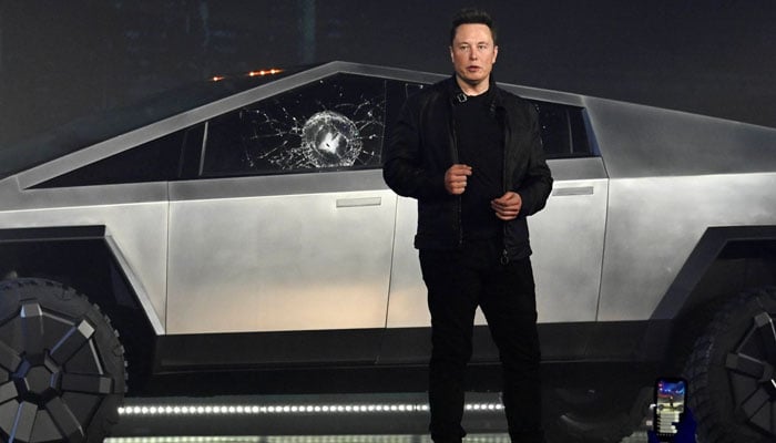 Elon Musk during the unveilling of the Cybertruck. — Tesla