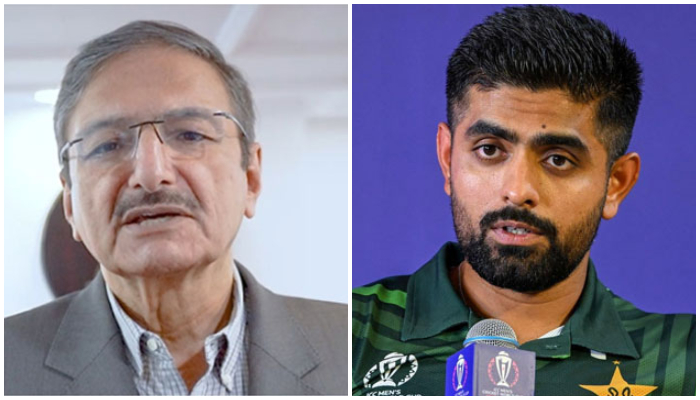 PCB Management Committee Chairman Zaka Ashraf (left) and former Pakistan team captain Babar Azam. — PCB/File