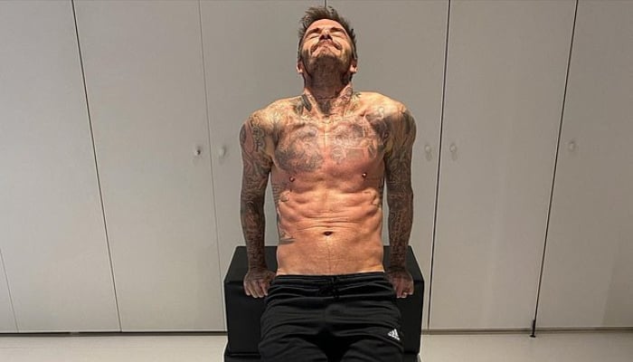 David Beckham working out