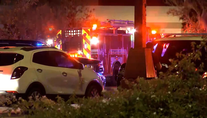 This picture shows emergency responders who rushed to the scene of a shooting at the Paddock Mall in Ocala, Florida. — WKMG