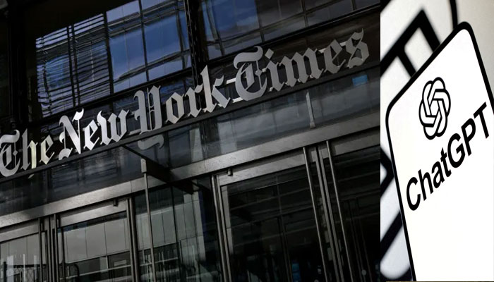 The New York Times Building in New York City on February 1, 2022 and the log of the ChatGPT. — AFP