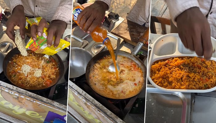 A chef preparing Fanta Maggi. — X/@latestly