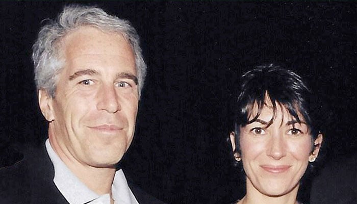 Jeffrey Epstein pictured with Ghislaine Maxwell, who is charged with grooming and recruiting girls as young as 14 for Epstein to abuse in a sex trafficking conspiracy. — X/@splashnews