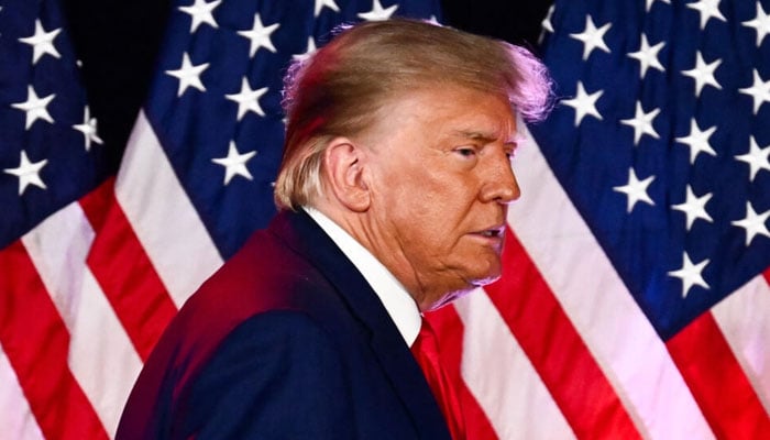 Former US President and 2024 Republican Presidential hopeful Donald Trump walks off the stage after speaking at a Republican volunteer recruitment event at Fervent, a Calvary Chapel, in Las Vegas, Nevada on July 8, 2023. — AFP