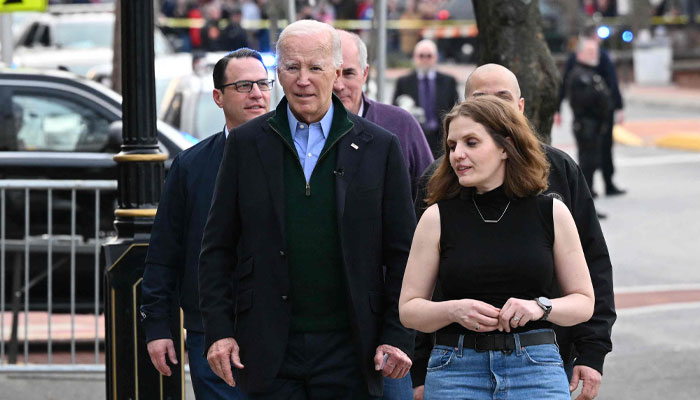 United States President Joe Biden arrives for a visit to South Mountain Cycle in Emmaus, Pennsylvania, on January 12, 2024. — AFP