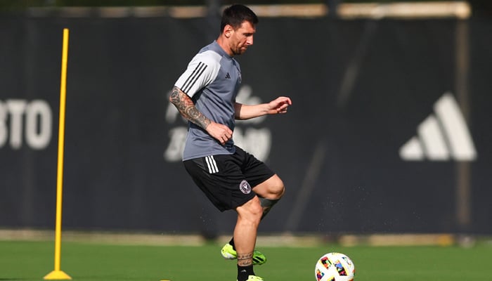 Lionel Messi of Inter Miami CF trains during an Inter Miami CF Training Session at Florida Blue Training Center on January 13, 2024 in Fort Lauderdale, Florida. — AFP