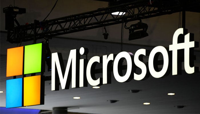 The logo of Microsoft US multinational technology corporation is seen at the Mobile World Congress (MWC), the telecom industry´s biggest annual gathering, in Barcelona on March 2, 2023. —AFP
