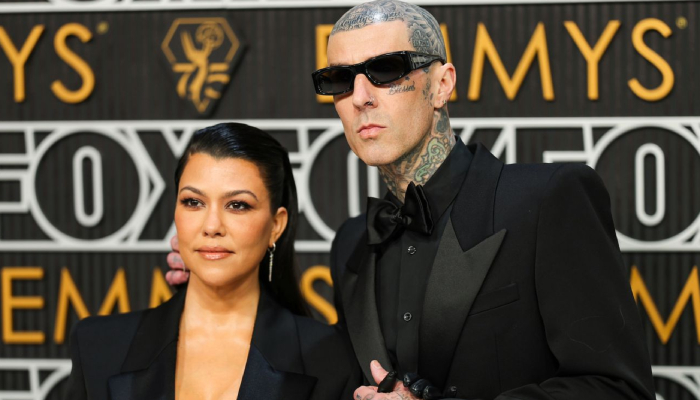 Kourtney Kardashian, Travis Barker display teenage antics at Emmys