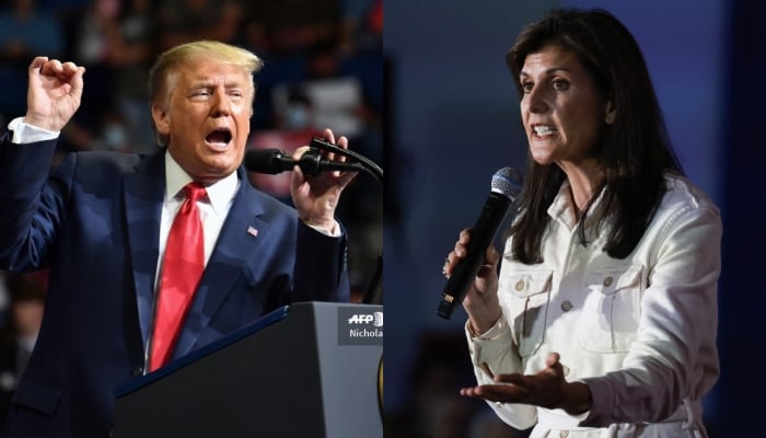 Bu fotoğraf kombinasyonunda eski ABD başkanı Donald Trump (solda) ve eski Güney Carolina valisi Nikki Haley görülüyor.  — AFP/Dosya