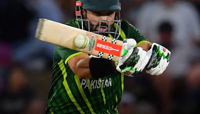 Muhammad Rizwan hitting a shot in the fourth T20I. — x/Cricketracker